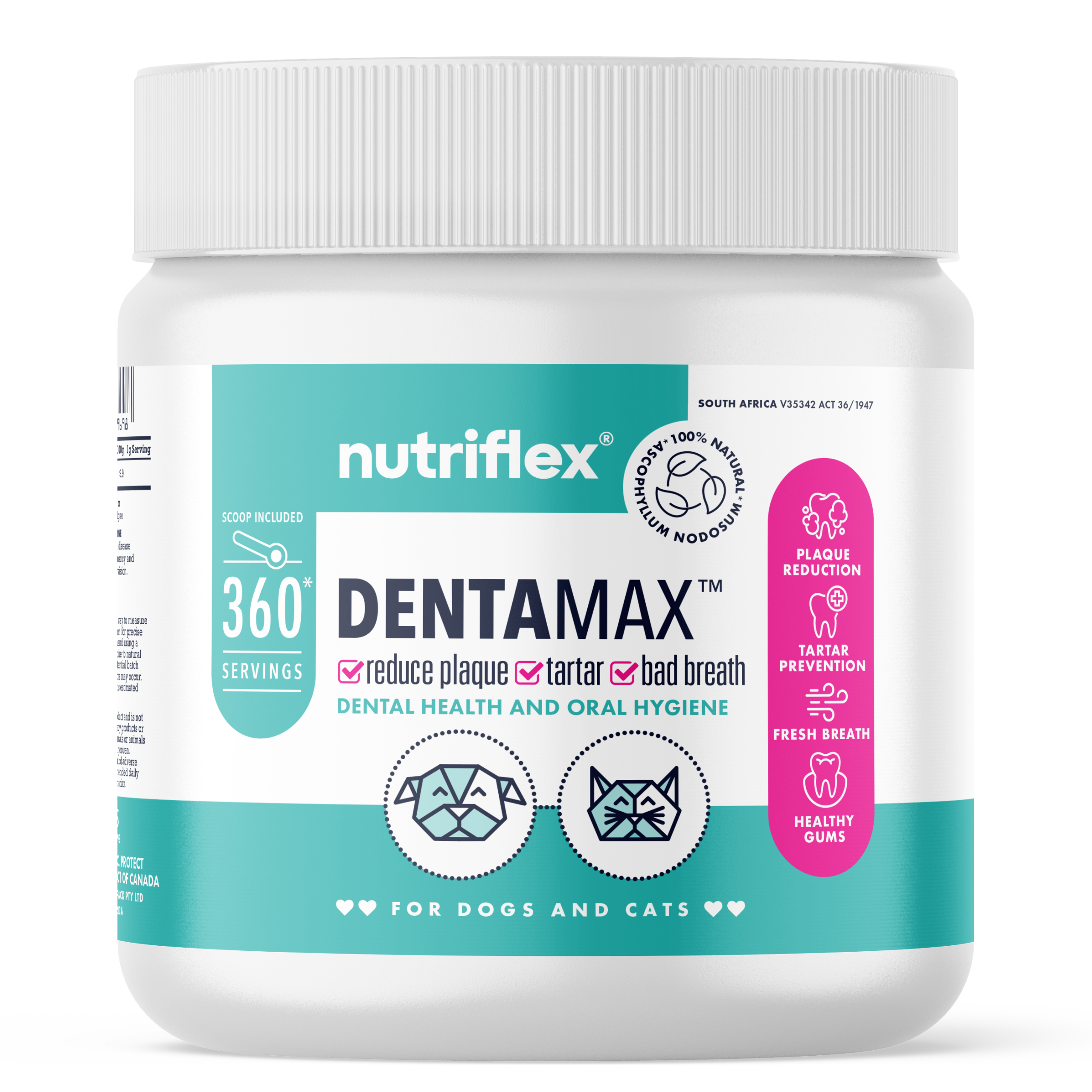 NutriFlex-DentaMax-Dental-Powder-Plaque-Tartar-Bad-Breath-Supplement-Dogs-Cats-360g